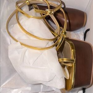Miss Me Gold Strappy Platform Sandals